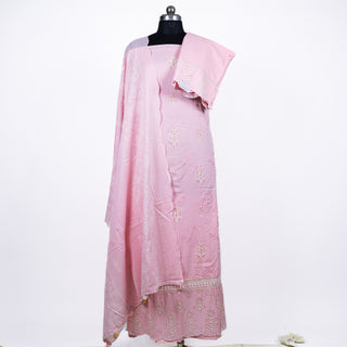 Premium Cotton Pink Embroidery Office Wear Suit