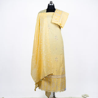 Premium Cotton Yellow Embroidery Office Wear Suit