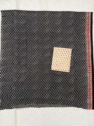 Black color Handblock Office Wear Suit fabric with Kota doria Dupatta