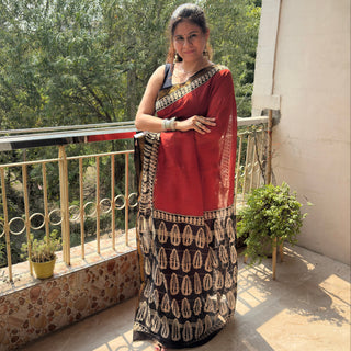 Maheshwari Silk Saree with Unstitched Blouse Piece