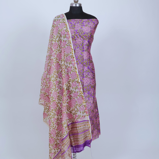 Handblock Chanderi Suit Material with Chanderi Dupatta
