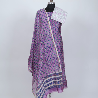 Handblock Chanderi Suit Material with Chanderi Dupatta