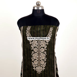 Green Pakistani Organza Party Wear Designer Suit fabric with pure chiffon dupatta