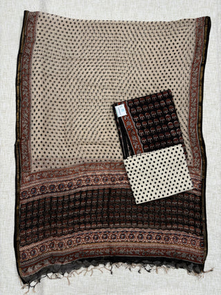 Black color Handblock Office Wear Suit fabric with Kota doria Dupatta