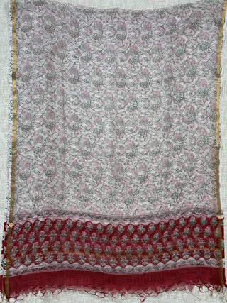 Cotton Handblock Office Wear Suit fabric with Kota Doria Dupatta