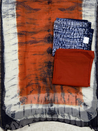 Cotton Handblock Office Wear Suit fabric with Kota Doria Dupatta