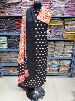 Handblock Cotton Suit Material with Cotton Dupatta