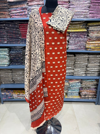Handblock Cotton Suit Material with Cotton Dupatta