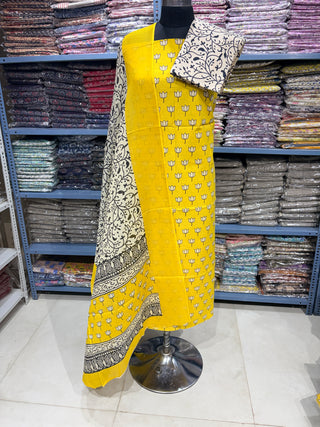 Handblock Cotton Suit Material with Cotton Dupatta