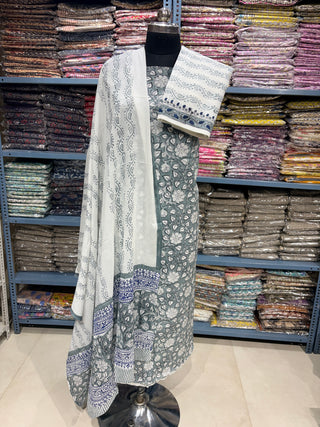 Handblock Cotton Suit Material with Cotton Dupatta