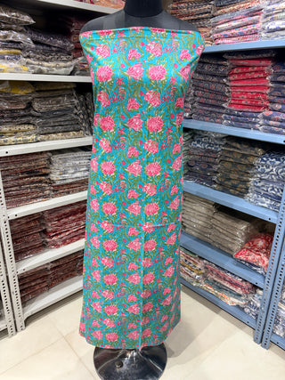 Handblock Cotton Suit Material with Cotton Dupatta