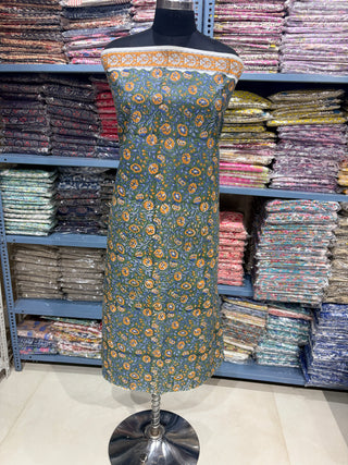 Cotton Block Print Office Wear Suit fabric with Kota Doria Dupatta
