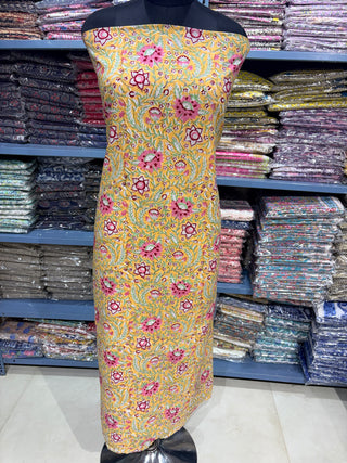 Premium Cotton Block Print Office Wear Suit fabric with Kota Doria Dupatta (44 inch width) and Heavy Bottom