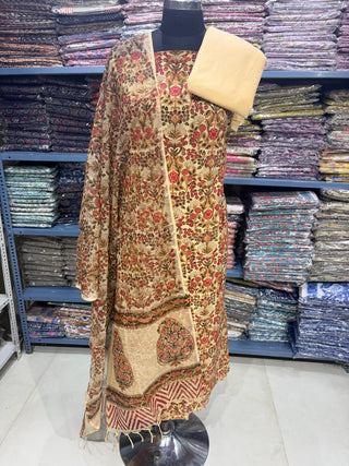Sanganeri Print Cotton Handblock Office Wear Suit fabric with  Sanganeri Kota Doria Dupatta