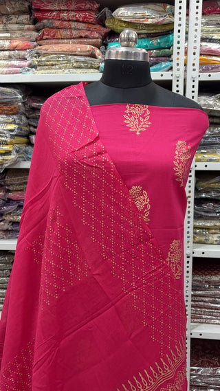 Handblock Cotton Suit Material with Cotton Dupatta