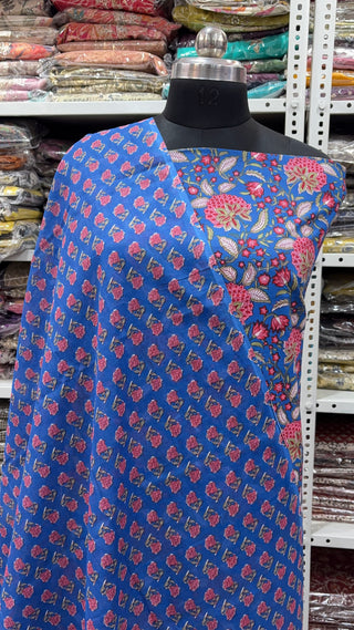 Handblock Cotton Suit Material with Cotton Dupatta