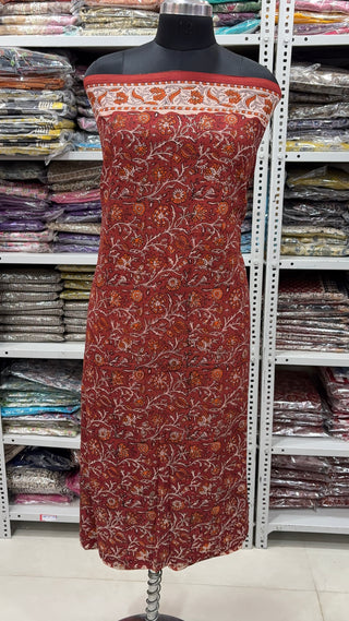 Rajasthan Kalamkari Cotton Block Print Office Wear Suit fabric with Kota Doria Dupatta