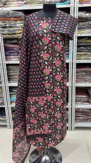 Handblock Cotton Suit Material with Cotton Dupatta