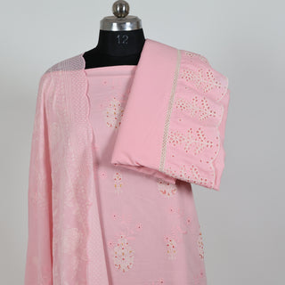 Premium Cotton Pink Embroidery Office Wear Suit