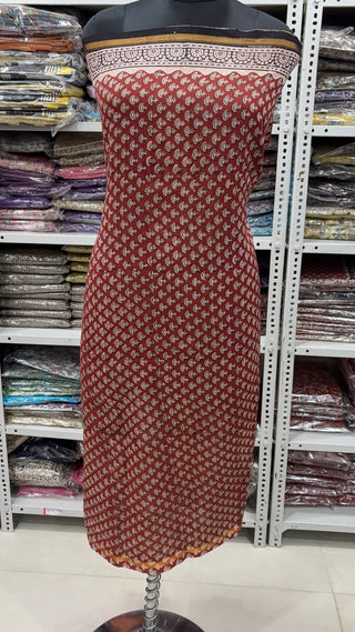 Handblock Chanderi Suit Material with Chanderi Dupatta(Lining Included)
