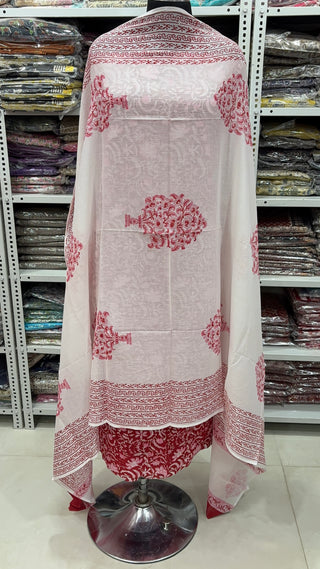 Handblock Cotton Suit Material with Cotton Dupatta