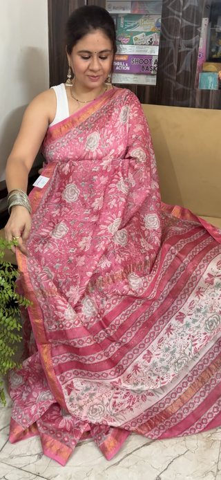 Maheshwari Silk Saree with Unstitched Blouse Piece