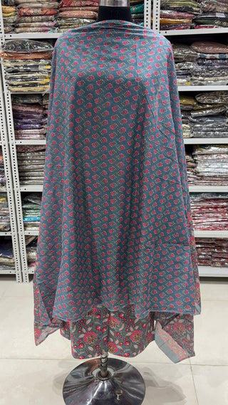 Handblock Cotton Suit Material with Cotton Dupatta
