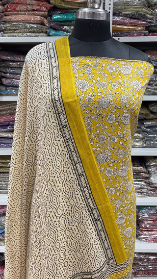 Handblock Cotton Suit Material with Cotton Dupatta