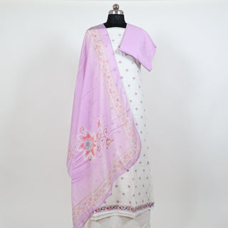 Pink Boti Embroidery Linen Office Wear Suit