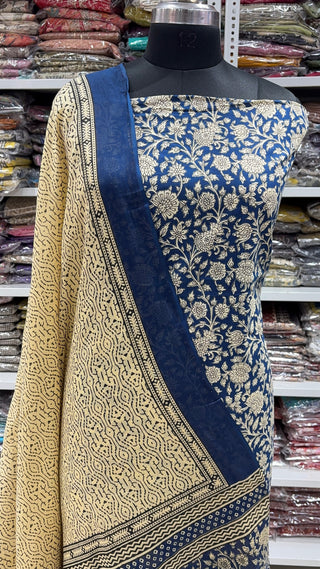 Handblock Cotton Suit Material with Cotton Dupatta