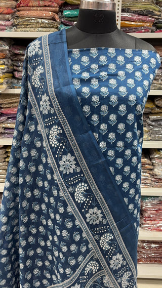Handblock Cotton Suit Material with Cotton Dupatta