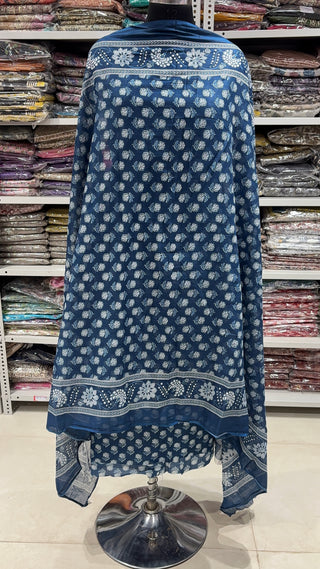 Handblock Cotton Suit Material with Cotton Dupatta