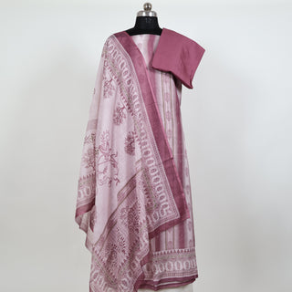 Pink Digital & Bead Work Linen Office Wear Suit