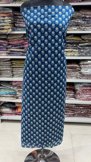 Handblock Cotton Suit Material with Cotton Dupatta