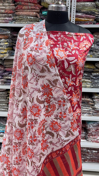 Handblock Cotton Suit Material with Cotton Dupatta