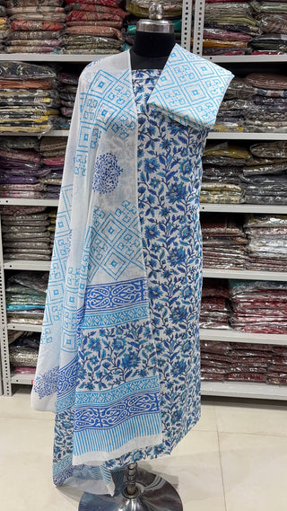 Handblock Cotton Suit Material with Cotton Dupatta #2252