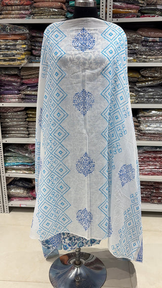 Handblock Cotton Suit Material with Cotton Dupatta #2252