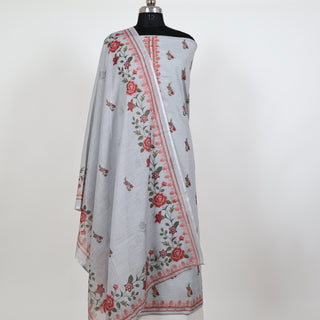 Grey Linen Digital Floral Print Office Wear Suit