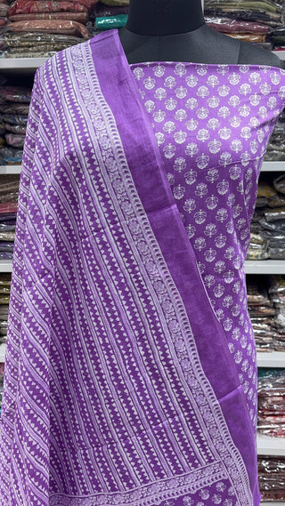 Handblock Cotton Suit Material with Cotton Dupatta