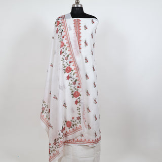 White Linen Digital Floral Print Office Wear Suit