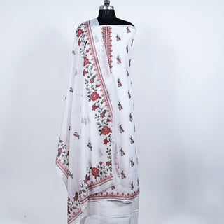 White Linen Digital Floral Print Office Wear Suit