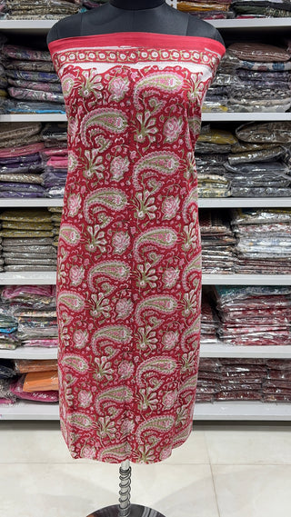 Handblock Cotton Suit Material with Cotton Dupatta