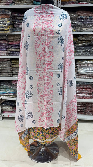 Handblock Cotton Suit Material with Cotton Dupatta