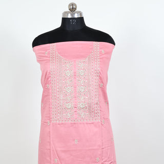 Pink Cotton  Party Wear Suit & Chanderi Dupatta