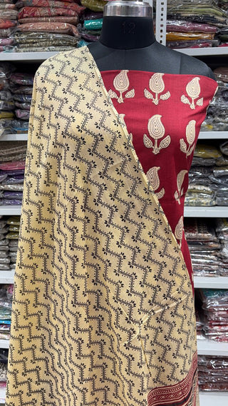 Handblock Cotton Suit Material with Cotton Dupatta