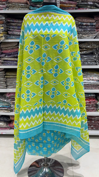 Handblock Cotton Suit Material with Cotton Dupatta