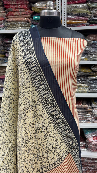 Handblock Cotton Suit Material with Cotton Dupatta