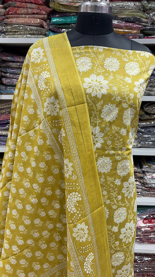 Handblock Cotton Suit Material with Cotton Dupatta