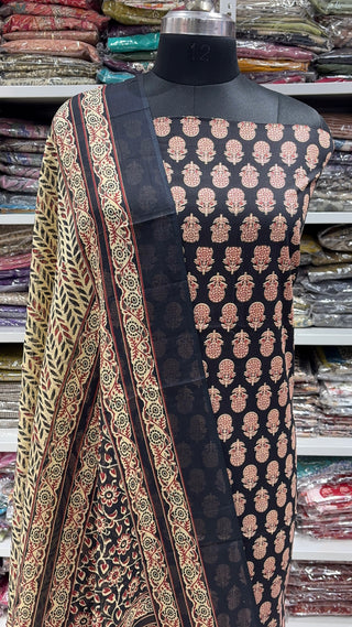 Handblock Cotton Suit Material with Cotton Dupatta