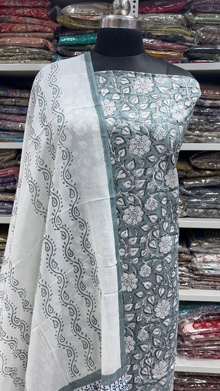 Handblock Cotton Suit Material with Cotton Dupatta